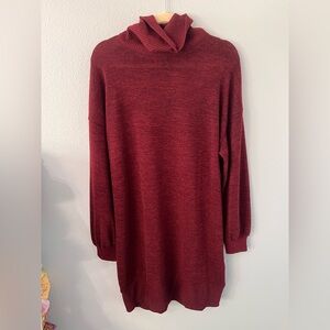 Gibson Look Long Sleeve Sweater Dress in Burgundy Wine Color Size L NWT